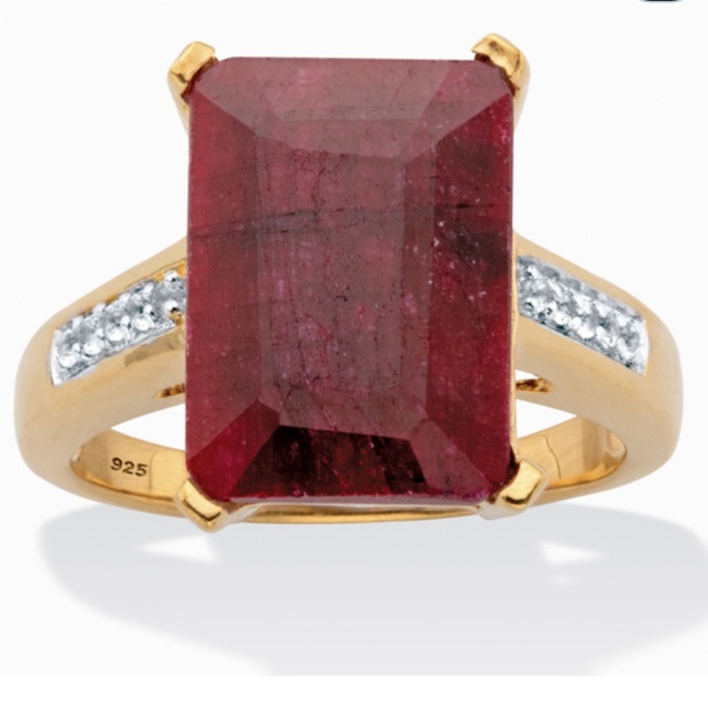 GENUINE RUBY 14K GOLD WHITE TOPAZ RING